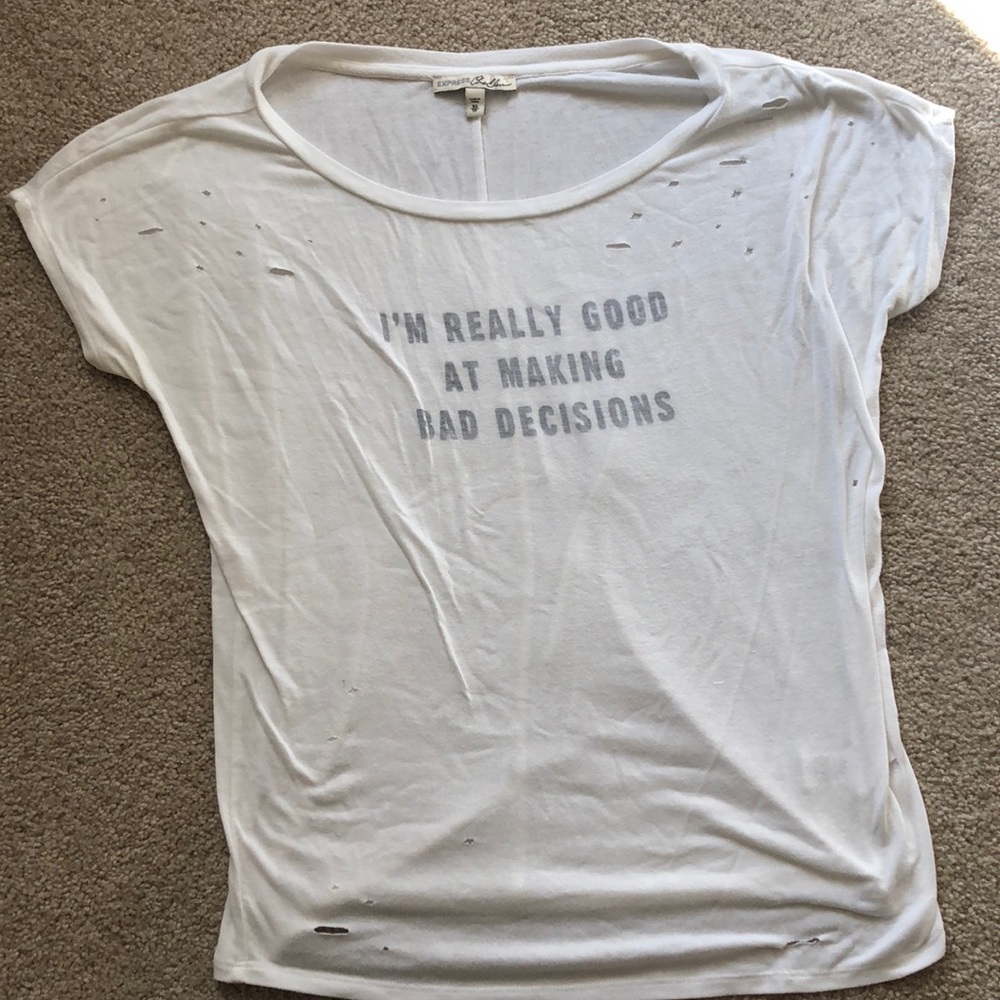 White and Black Distressed Graphic Tee